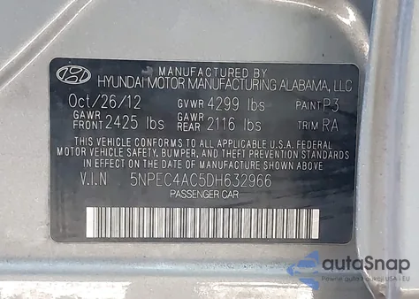 2013 Hyundai Sonata Se/Limited from USA, damaged, VIN 5NPEC4AC5DH632966